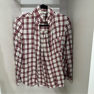 Zara Red & White Plaid Button Up Blouse